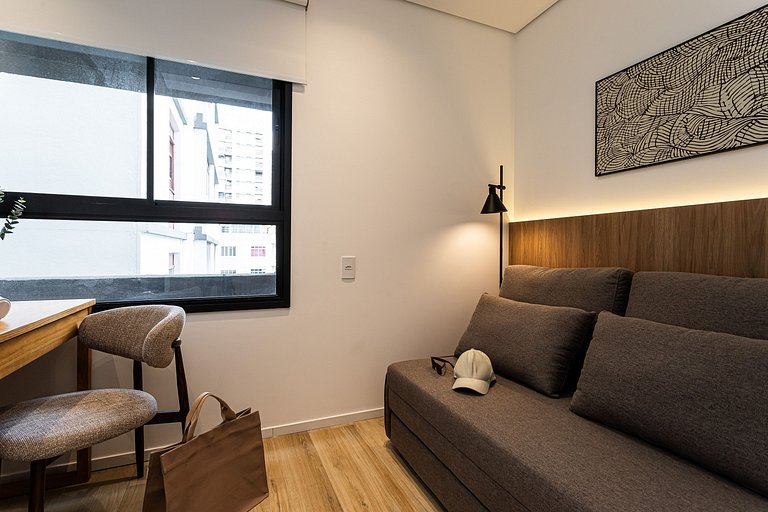 2 Quartos cama queen e varanda | Jd Paulista