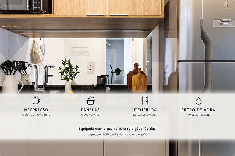 Apê c varanda, cama queen e café| Próx Av Paulista