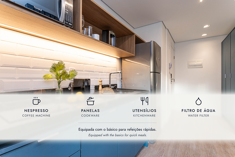 Apê exclusivo c varanda | Café da manhã cortesia
